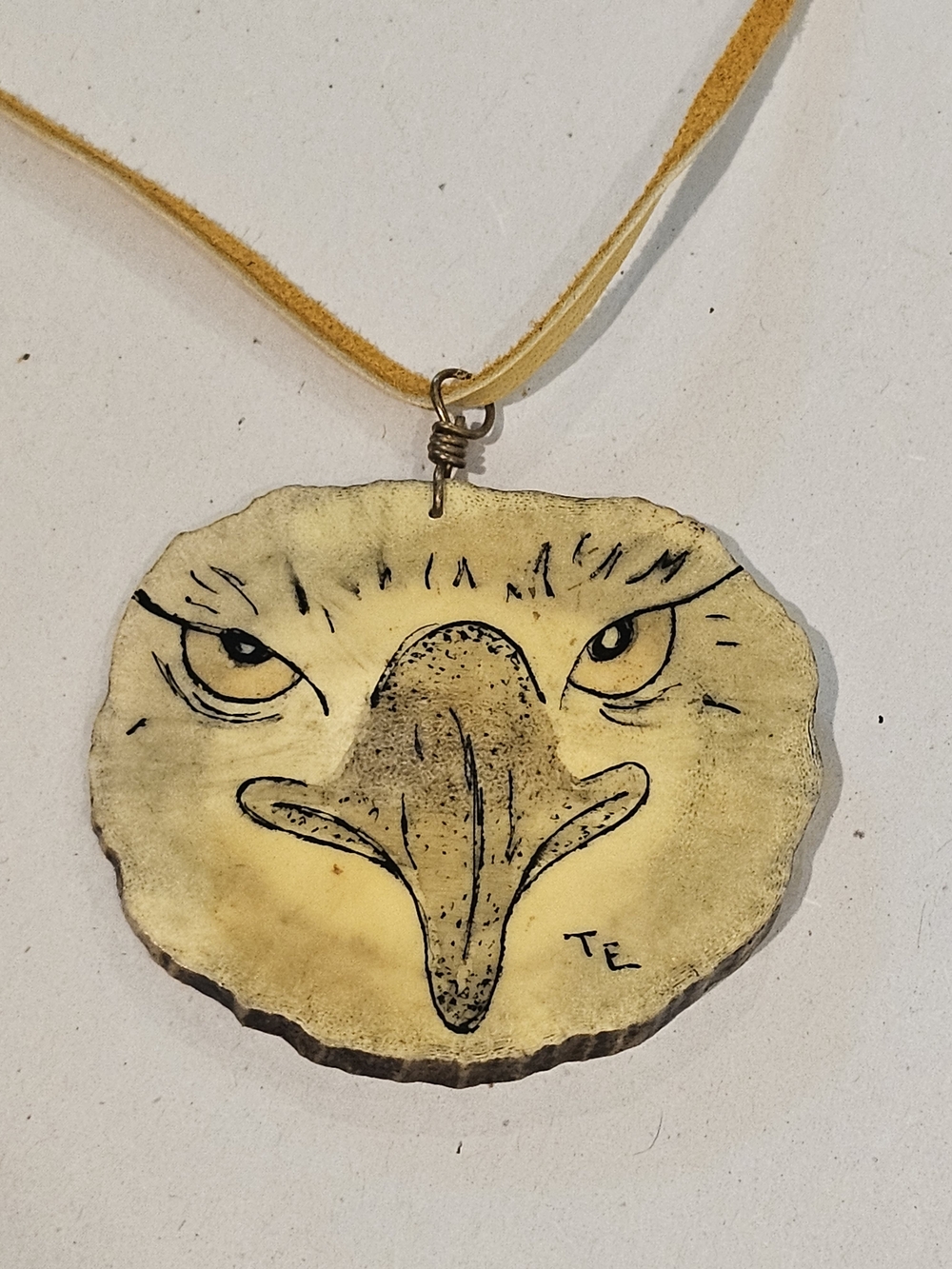 Handcrafted Vintage Eagle Antler Carving Necklace